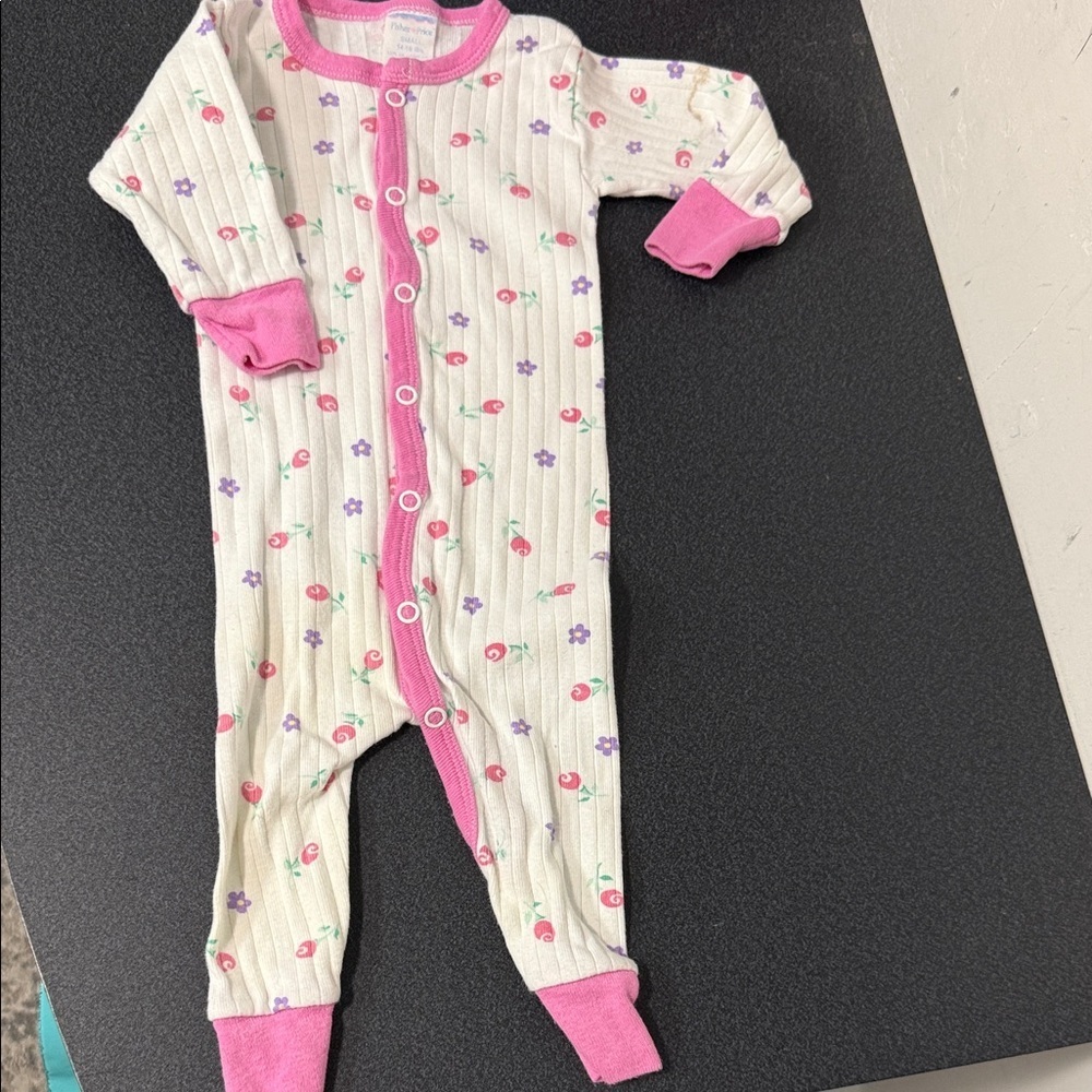 Infant Pink Trim Floral One-Piece Romper 90’s